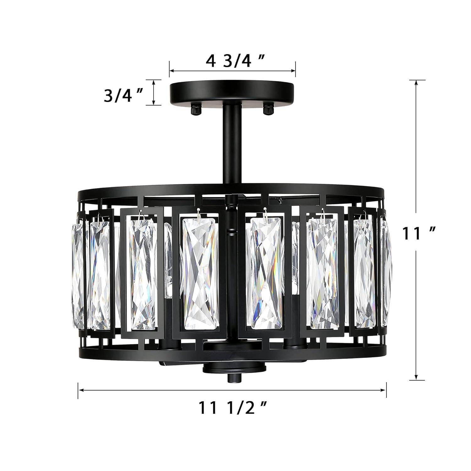 Mercer41 Kyersten 12" 3-Light Crystal Semi Flush Mount