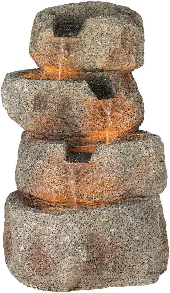 Zen Rustic Rock Outdoor Water Fountain with LED Lights