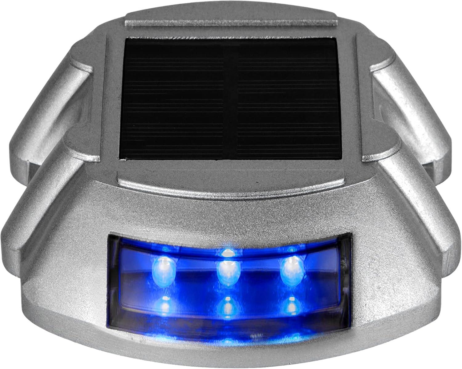 Solar-Powered Blue LED Pathway Lights Multipack with Cast Aluminum Shell