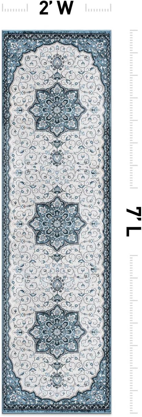 World Rug Gallery Traditional Medallion Area Rug - BLUE 2'x7'