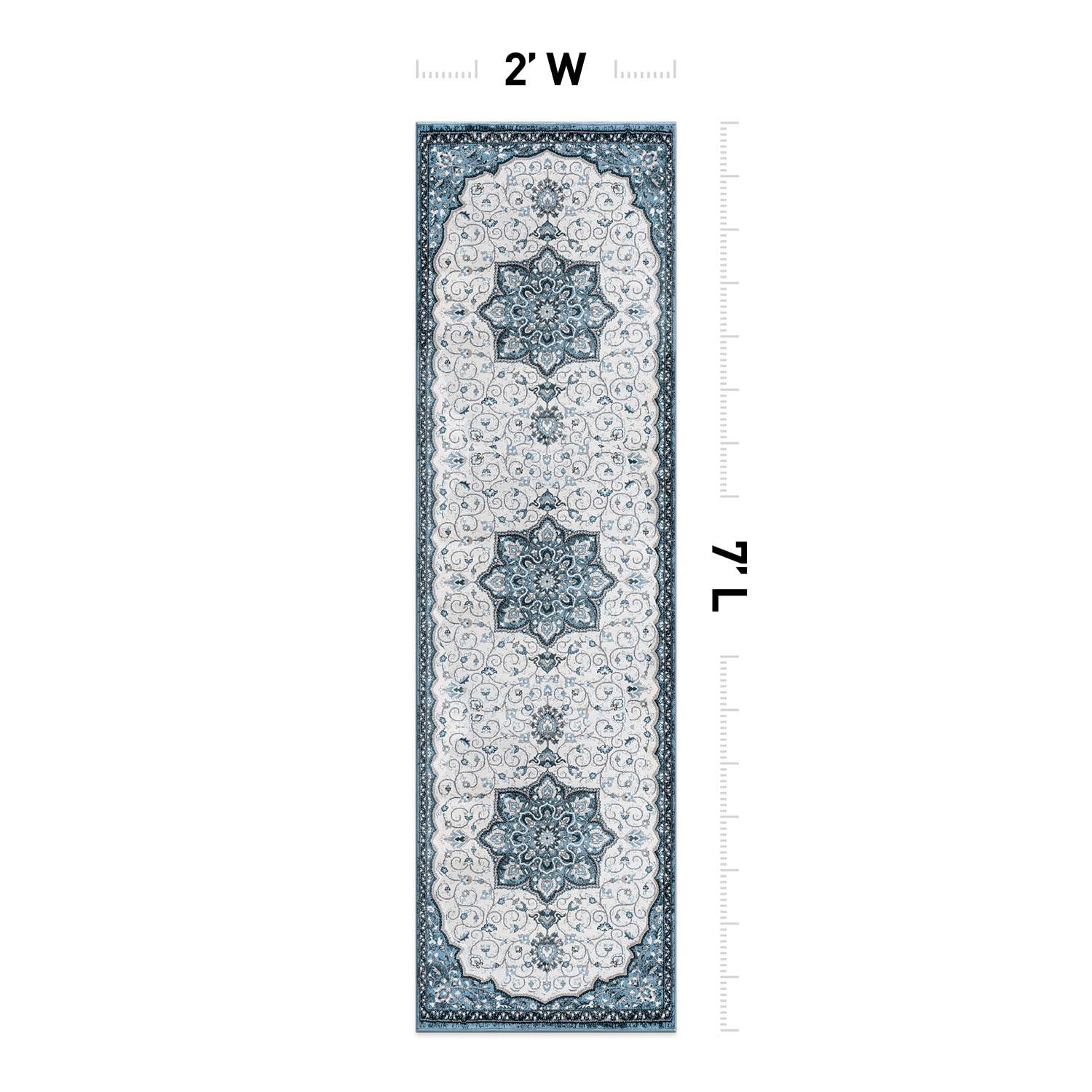 World Rug Gallery Traditional Medallion Area Rug - BLUE 2'x7'