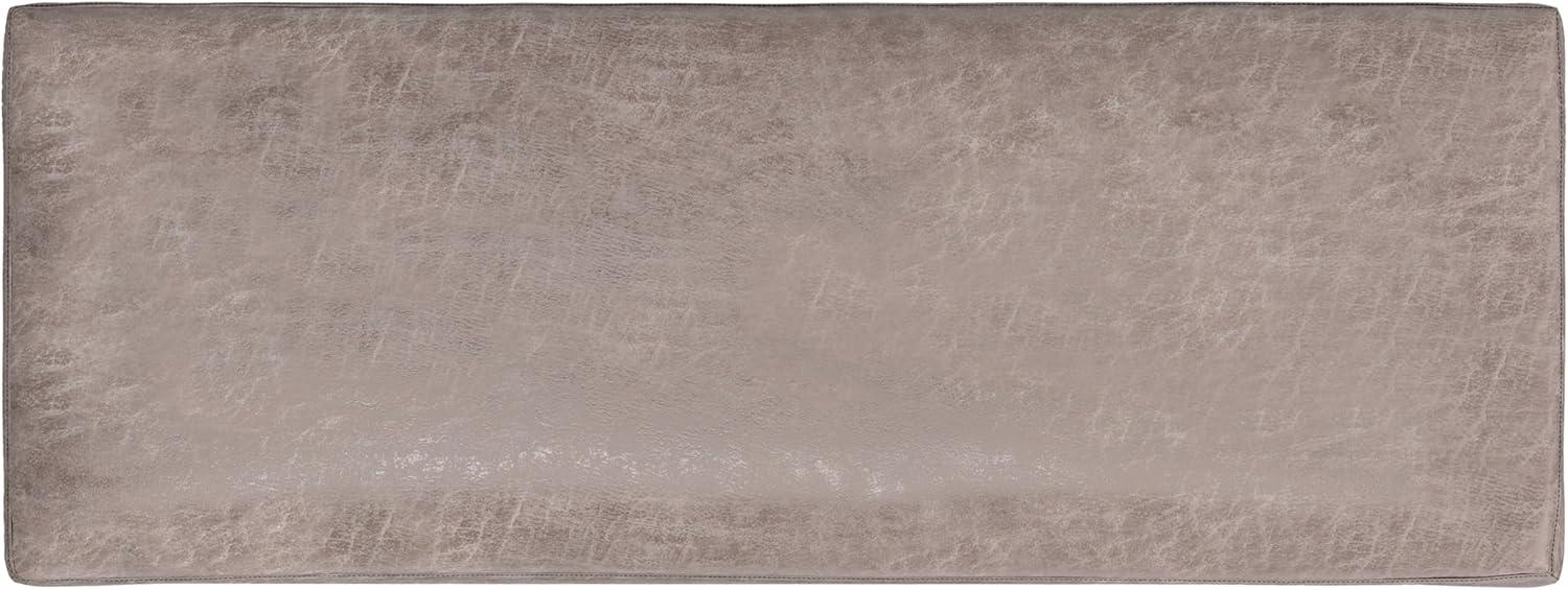 Simpli Home Owen 34 inch Wide Mid Century Modern Rectangle Tray Top Small Coffee Table Storage Ottoman in Distressed Grey Faux Leather
