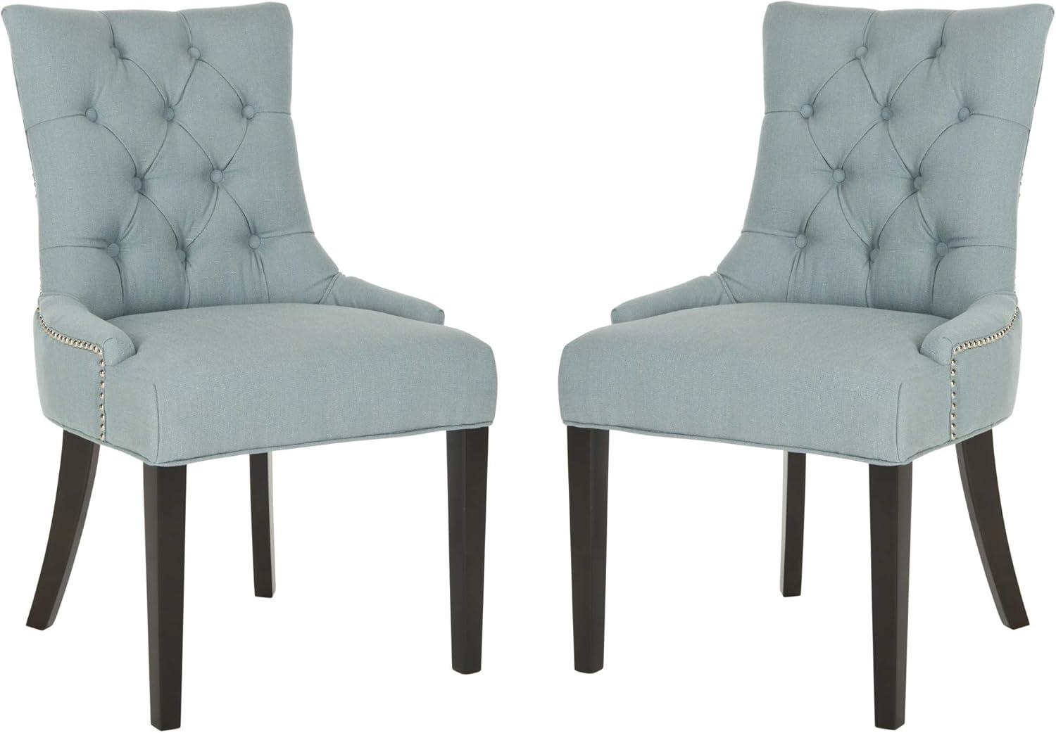 Abby 19''H Tufted Side Chairs (Set Of 2)  Silver Nail Heads - Sky Blue - Safavieh