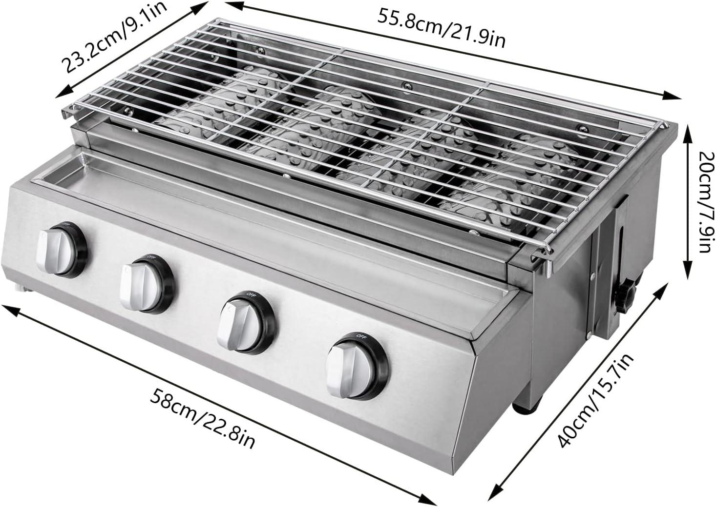 Silver Stainless Steel 4-Burner Natural Gas BBQ Grill