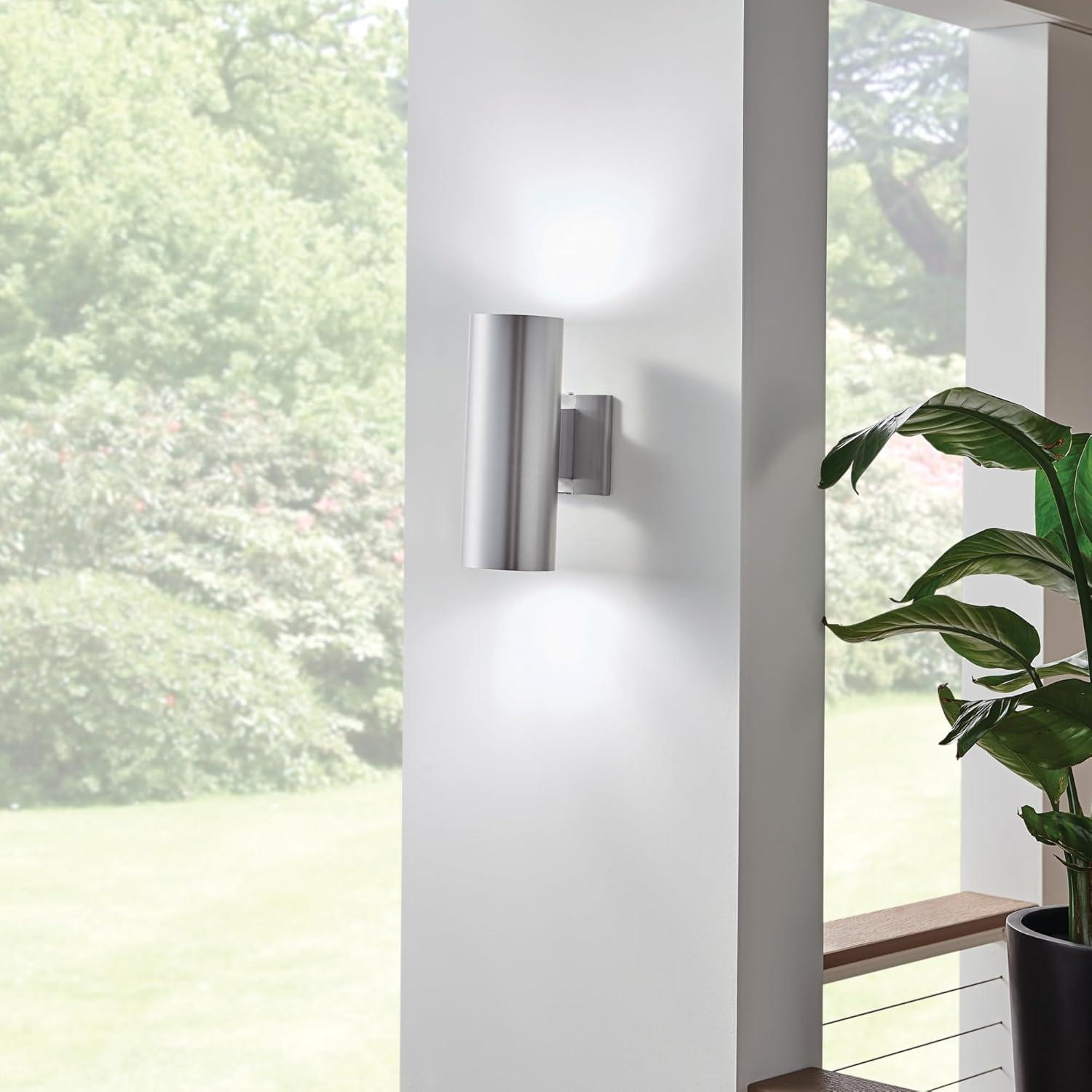 Brushed Aluminum 12" Modern Cylinder Wall Sconce