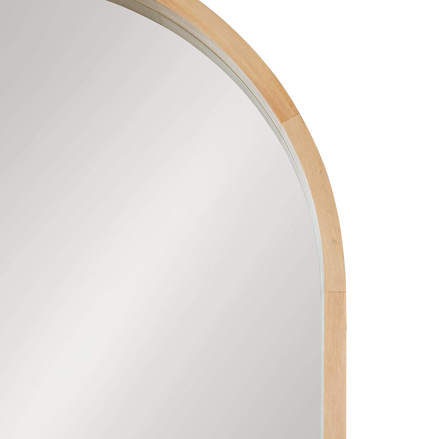 24" x 36" Hutton Wood Framed Capsule Wall Mirror Natural: Scandinavian Style, Poplar Frame - Kate & Laurel