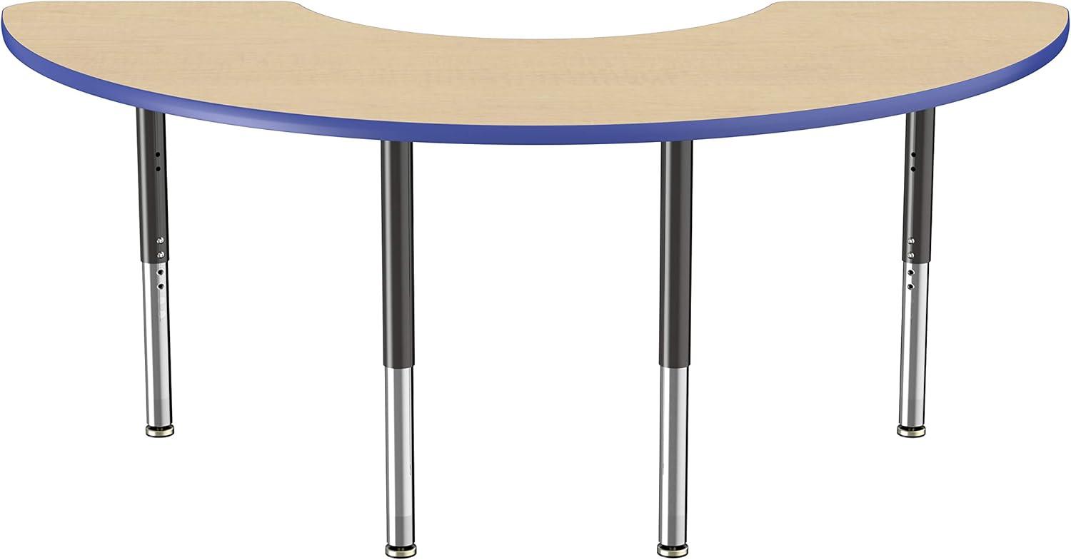36" x 72" Half Moon T-Mold Activity Table with Adjustable Legs