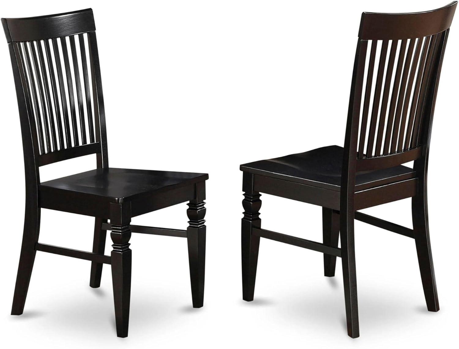 Weston Dining Wood Seat Chair with Slatted Back - Black - Set of 2