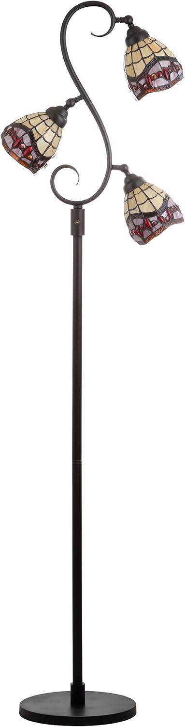 JONATHAN Y JYL8013A Walker Tiffany-Style 70.5" Multi-Light LED Floor Lamp, Traditional for living room, dinning room, bedroom, office Bulb Included, Bronze