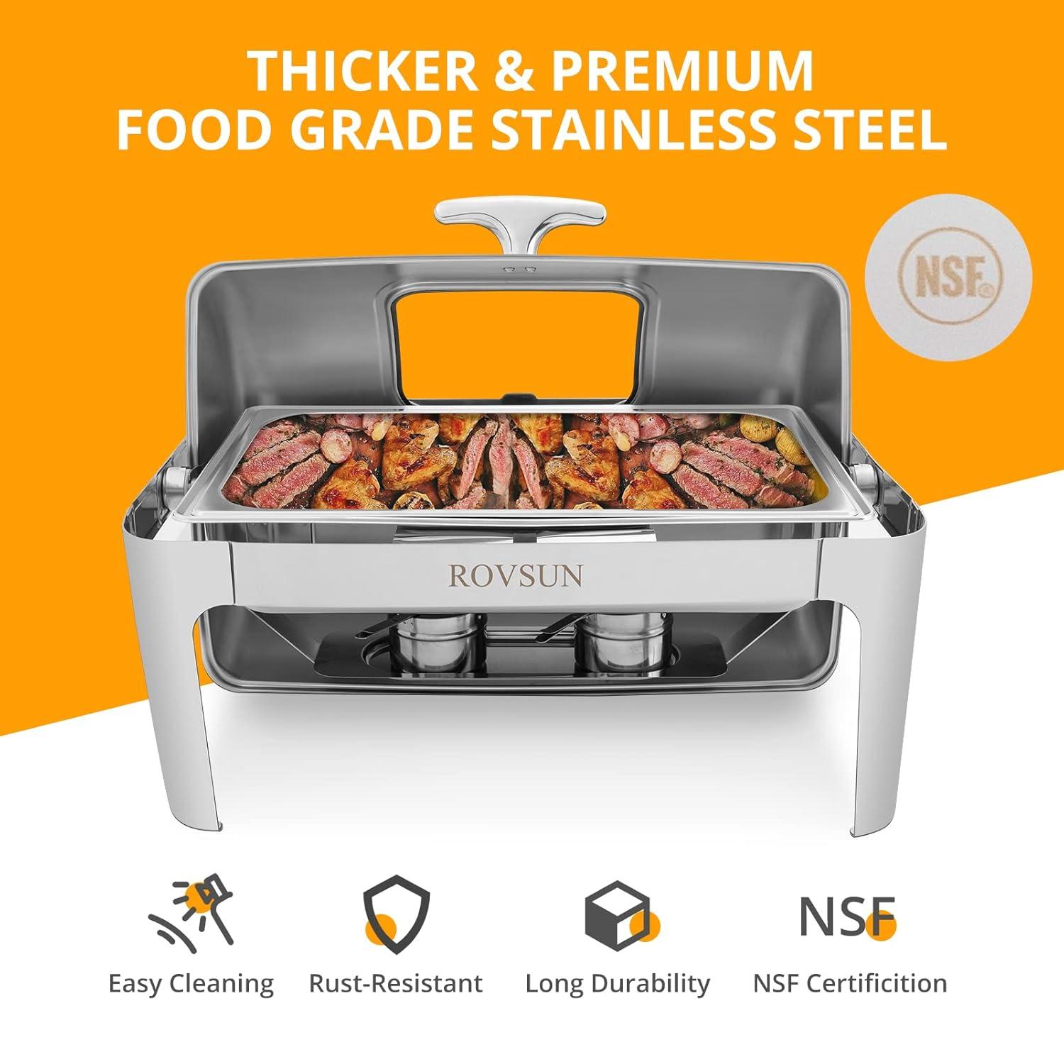 ROVSUN Roll Top Silver Stainless Steel Chafing Dish Buffet Set