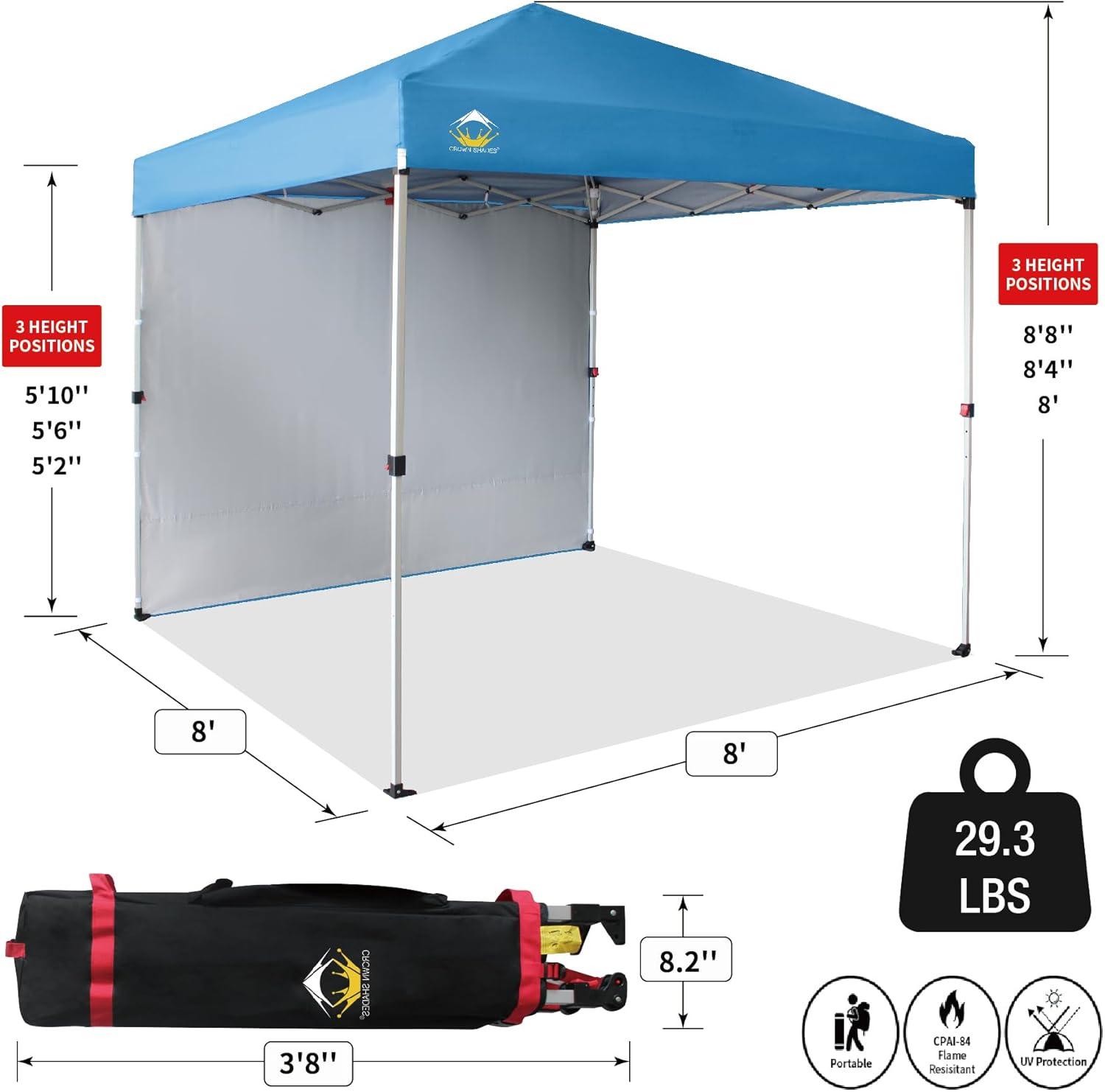 8x8 Recreational Centerlok Canopy & 1 Sidewall - Sto 'N Go, Silver Coated, 150D - RS64F-S1 Blue