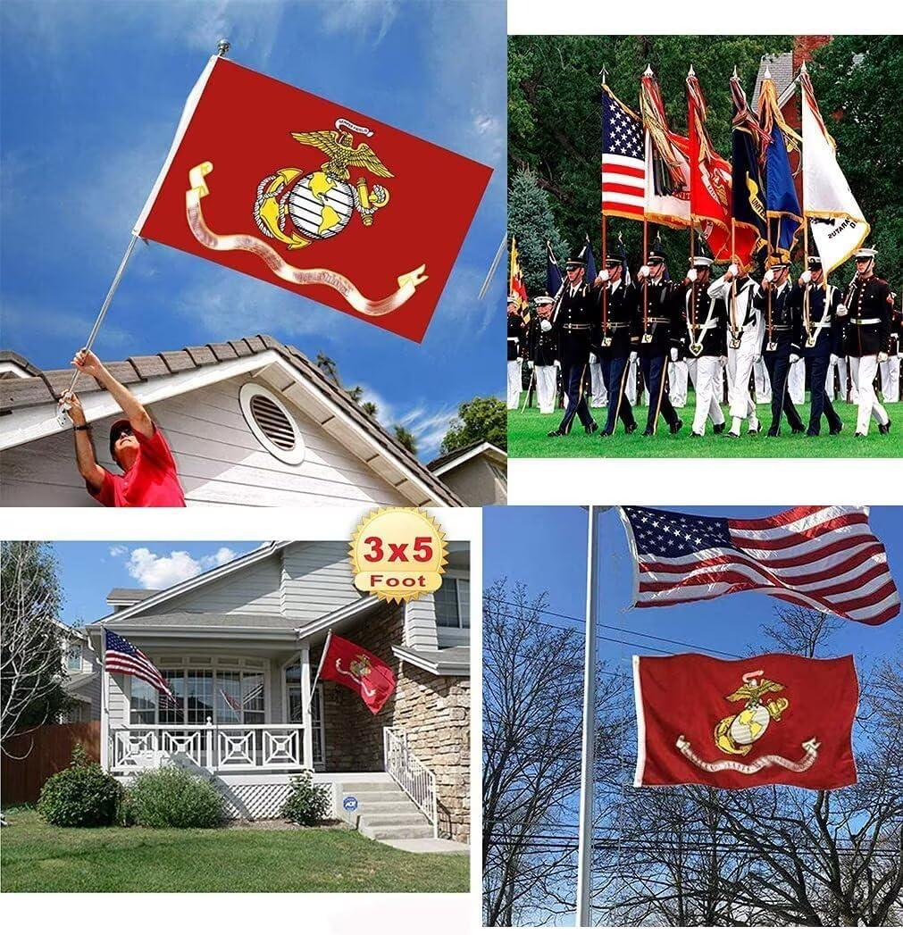 US Marine Corps Red Heavy Duty Polyester Flag 3x5 with Brass Grommets