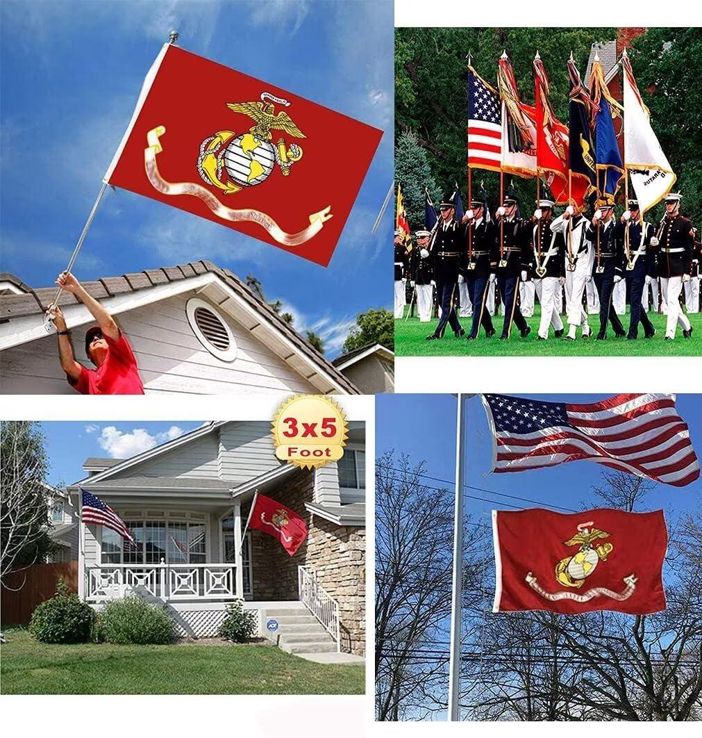 US Marine Corps Red Heavy Duty Polyester Flag 3x5 with Brass Grommets