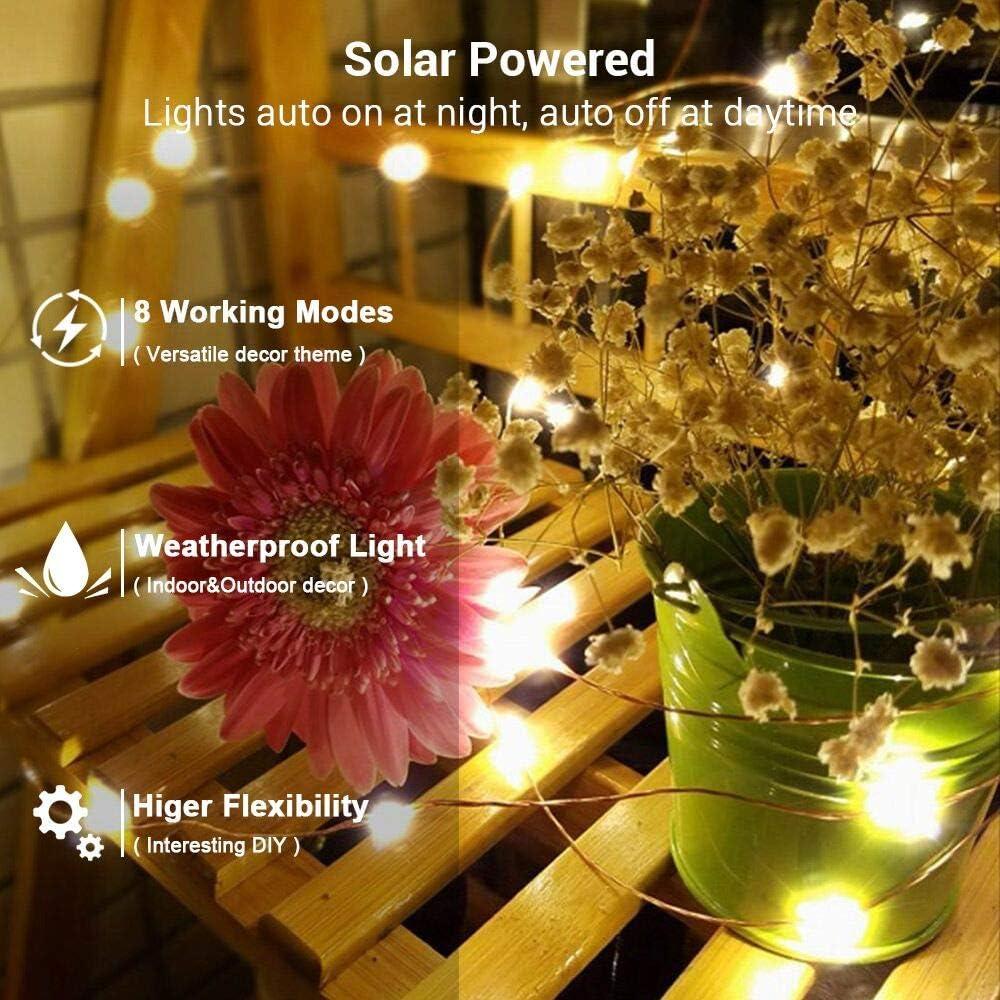 Warm White Solar Powered Outdoor LED Fairy String Lights