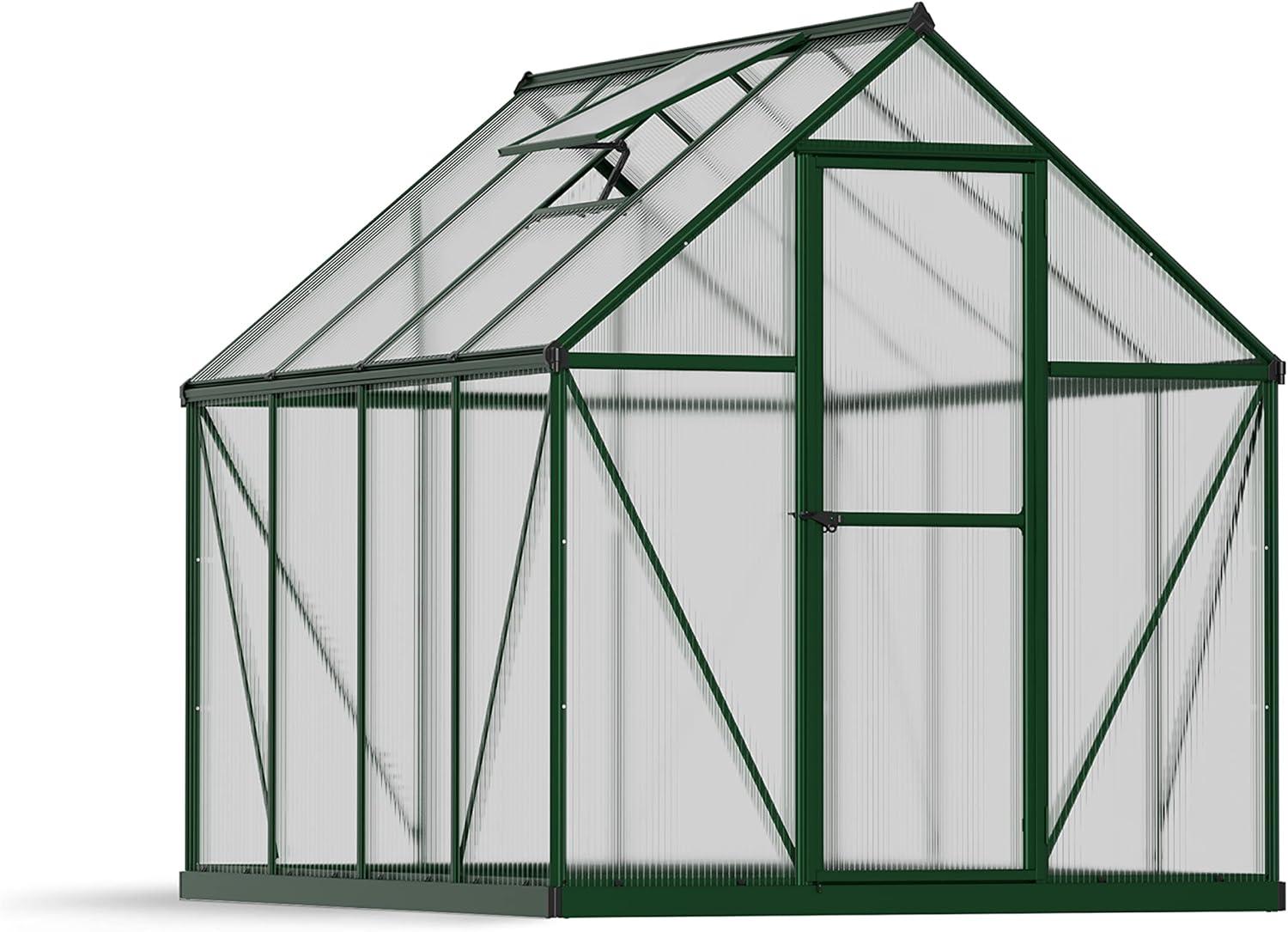 Palram - Canopia Mythos 6' x 8' Polycarbonate/Aluminum Walk-In Greenhouse – Green - with Roof Vent