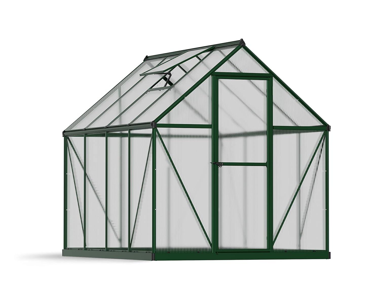 Canopia Palram - Canopia Mythos 6' W X 8' D Greenhouse Walk-In Hobby Twin Wall Polycarbonate Aluminum Frame Greenhouse Kit With Roof Vent - Green