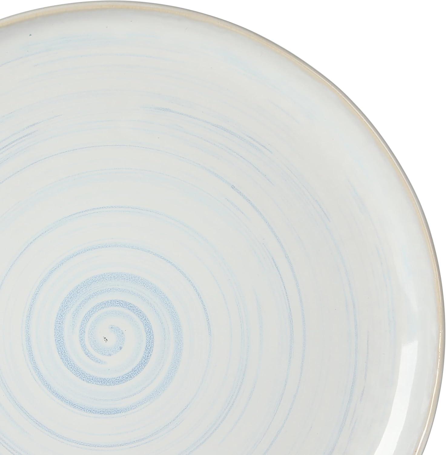 Gibson Elite Auckland Blue Swirl Stoneware Reactive Glaze 16 Piece Plates and Bowls Dinnerware Set