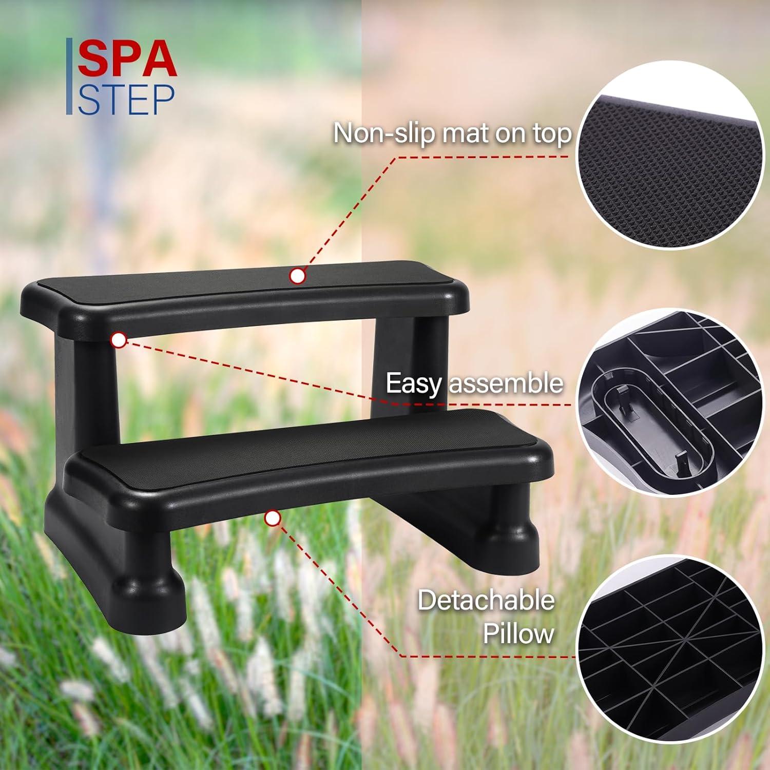 Black UV-Resistant Non-Slip Hot Tub Steps