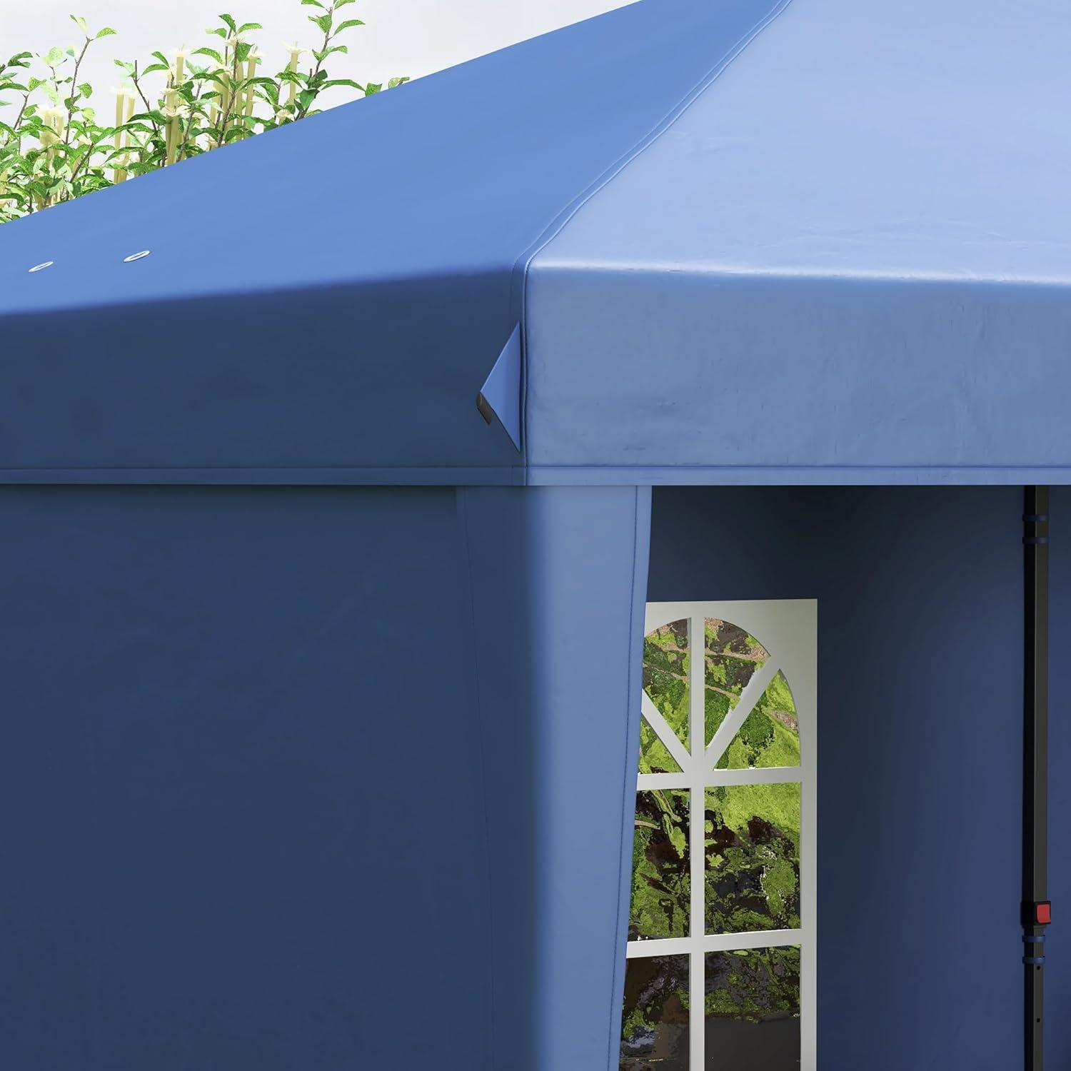 Outsunny 10' x 20' Heavy Duty Pop Up Canopy Party Tent with 4 Removable Sidewalls, Outdoor Cabana Gazebo with Carry Bag, Weather Protection, White