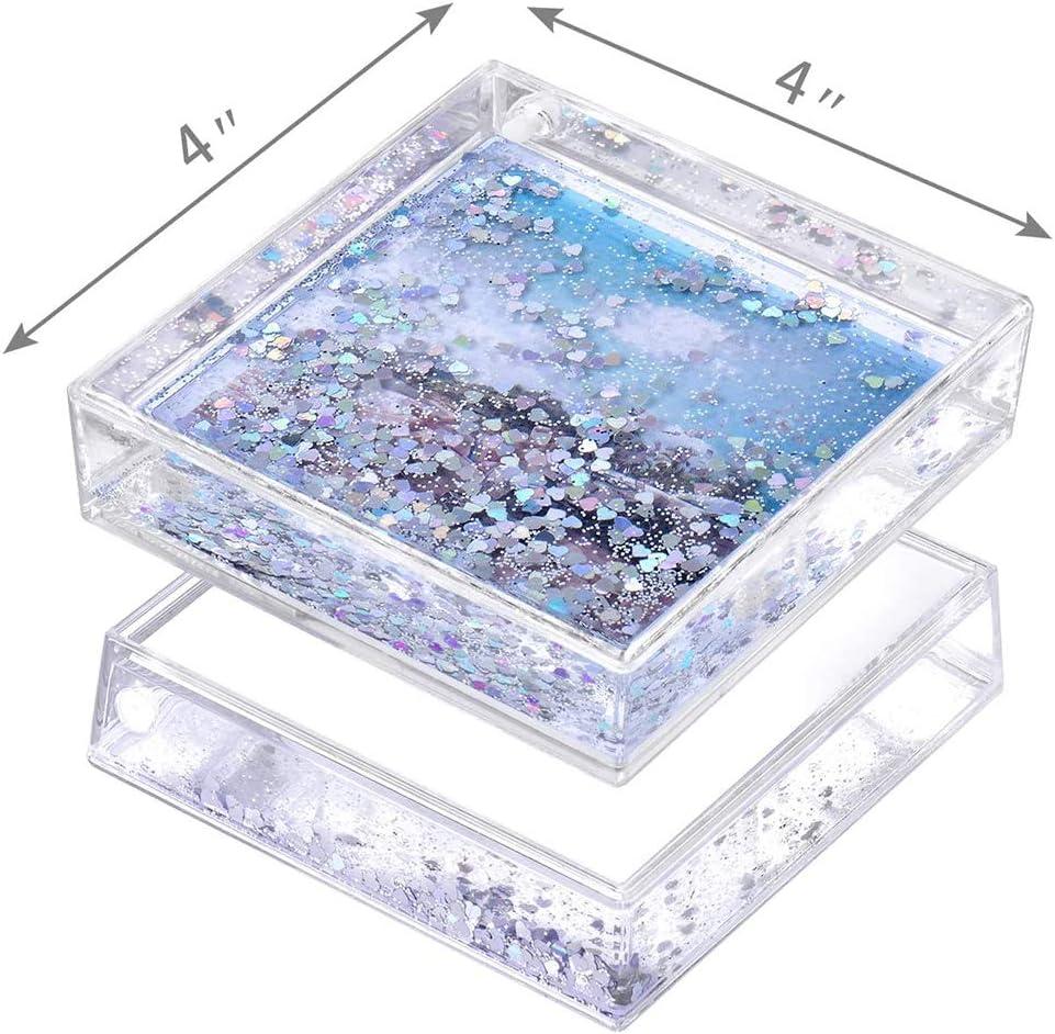 4x4 Glitter Picture Frame Cute Liquid Acrylic Photo Frames for Family Friends Couples Gifts, Mount for 4x4 inch (10x10 cm) Picture