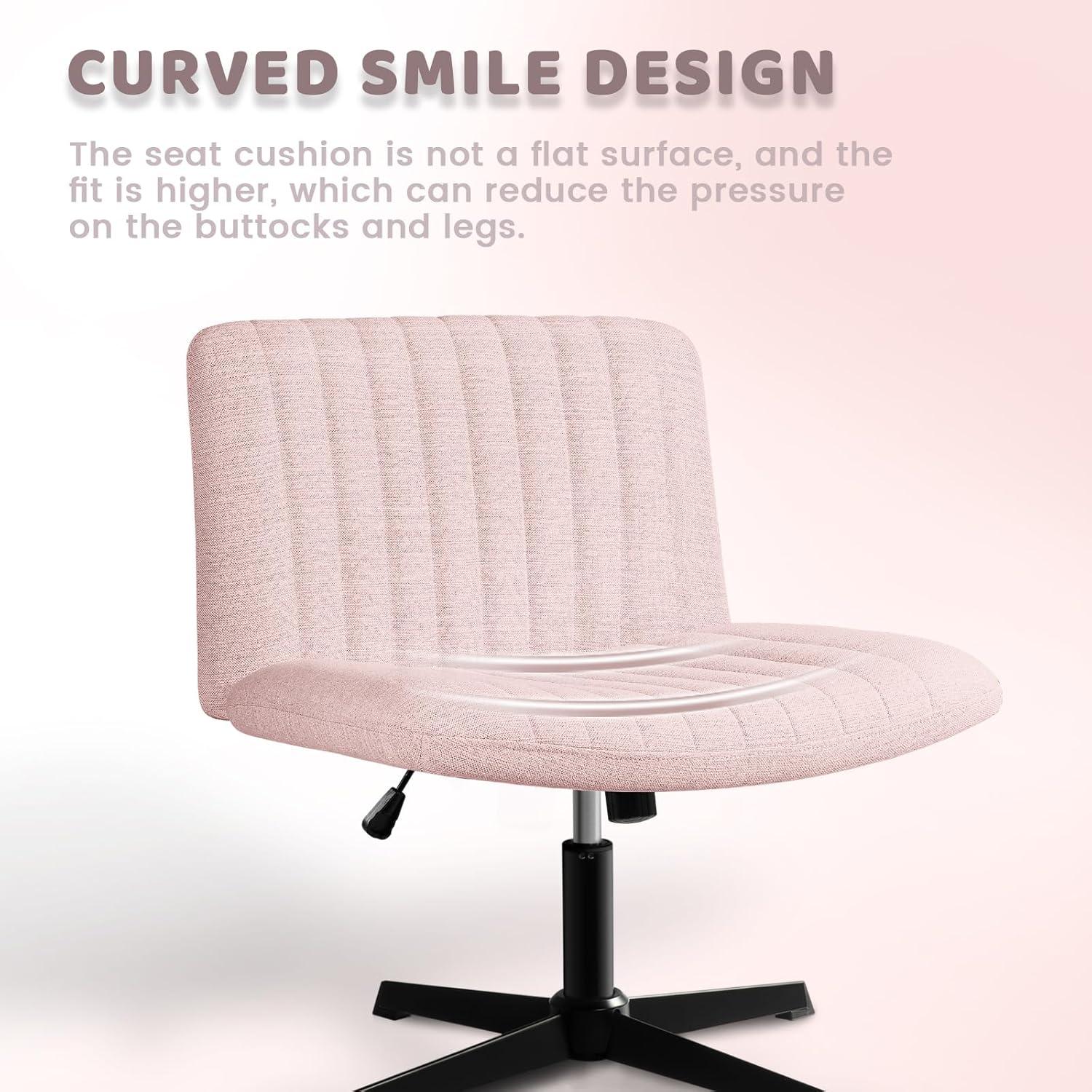 FDW Criss Cross Chair Armless Office Chair No Wheels Modern Swivel Height Adjustable Ergonomic Desk Chair With Wide Seat Computer Task Vanity Chair For Home Office