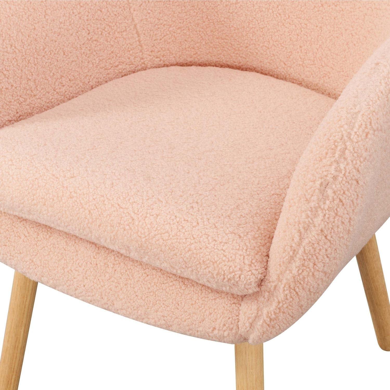 Convenience Concepts Take a Seat Charlotte Wingback Sherpa Accent Armchair, Sherpa Blush