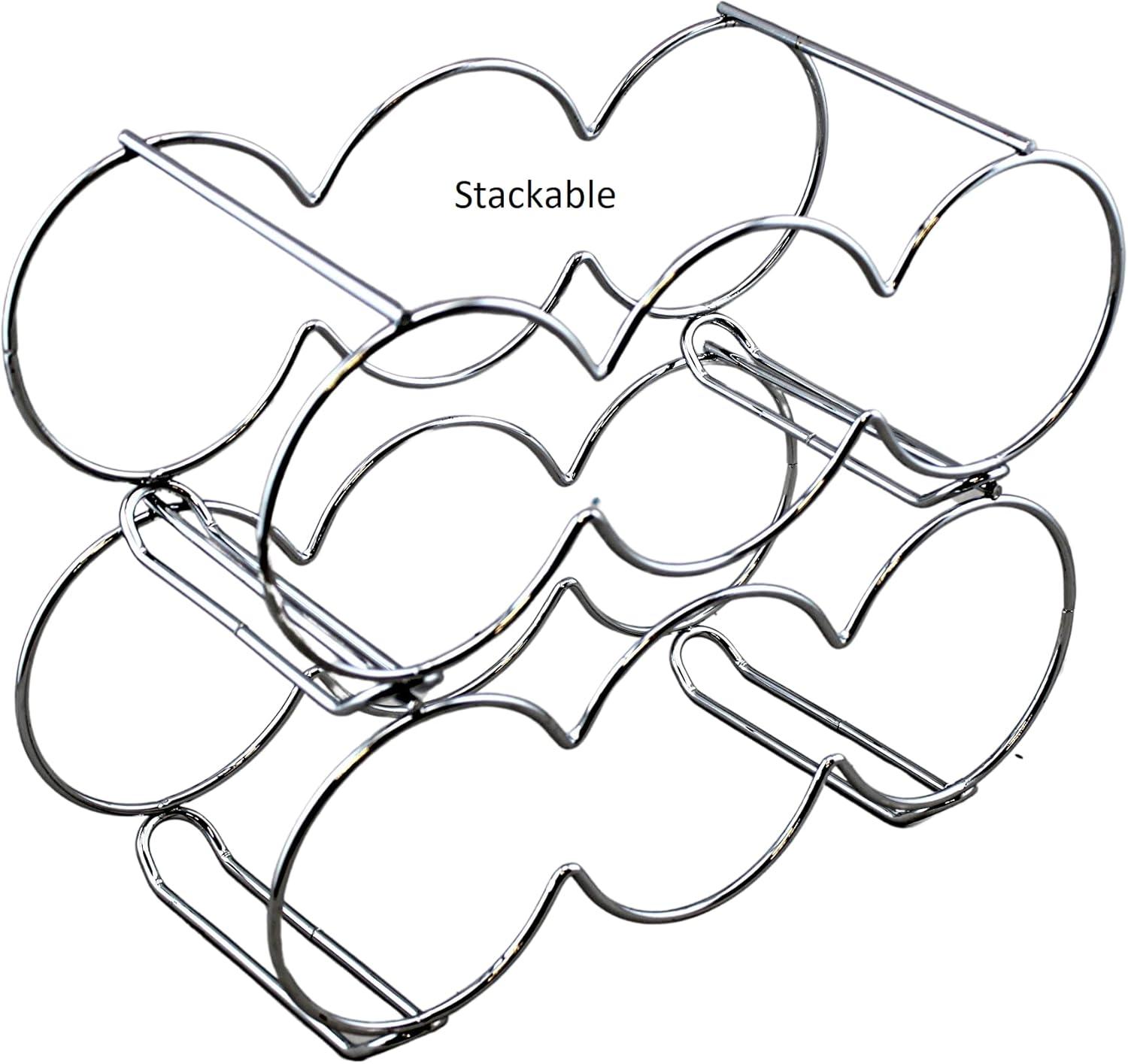 Dependable Industries Stackable Metal Wine Rack, 5-Bottle Free Standing Holder, Silver