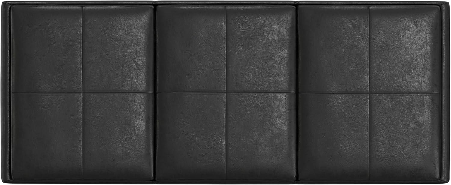 Simpli Home Avalon 42"W Upholstered Storage Ottoman with 3 Flip-Over Serving Trays