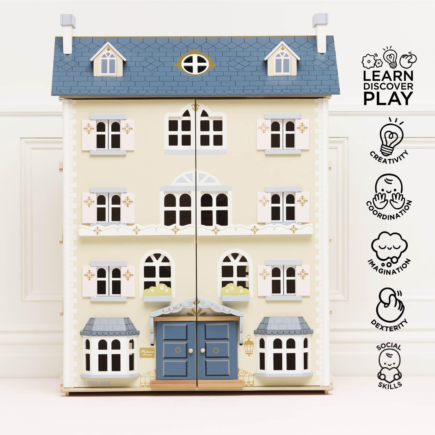 Le Toy Van - Palace House Large Wooden Doll House | Great As a Gift | 5 Storey Wooden Dolls House Play Set - Suitable for Ages 3+