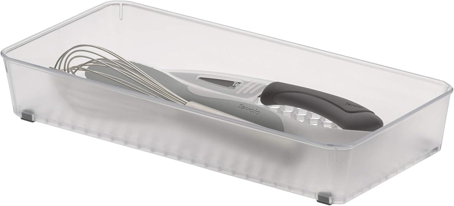 Spectrum Diversified Hexa Drawer Organizer Tray Modern Kitchen Cutlery, Utensil, Silverware Holder, Cabinet Storage, 6 x 12, Clear Frost