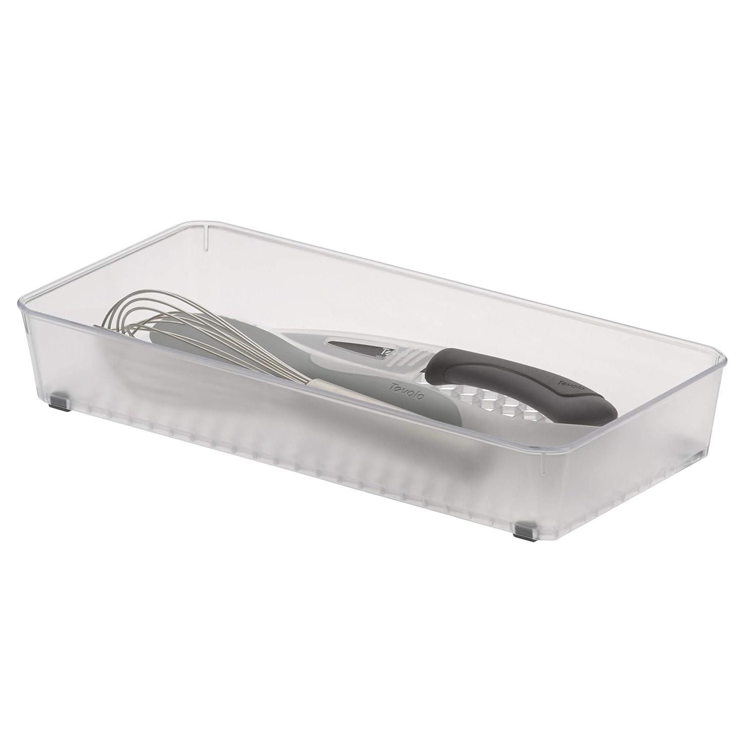 Spectrum Diversified Hexa Drawer Organizer Tray Modern Kitchen Cutlery, Utensil, Silverware Holder, Cabinet Storage, 6 x 12, Clear Frost