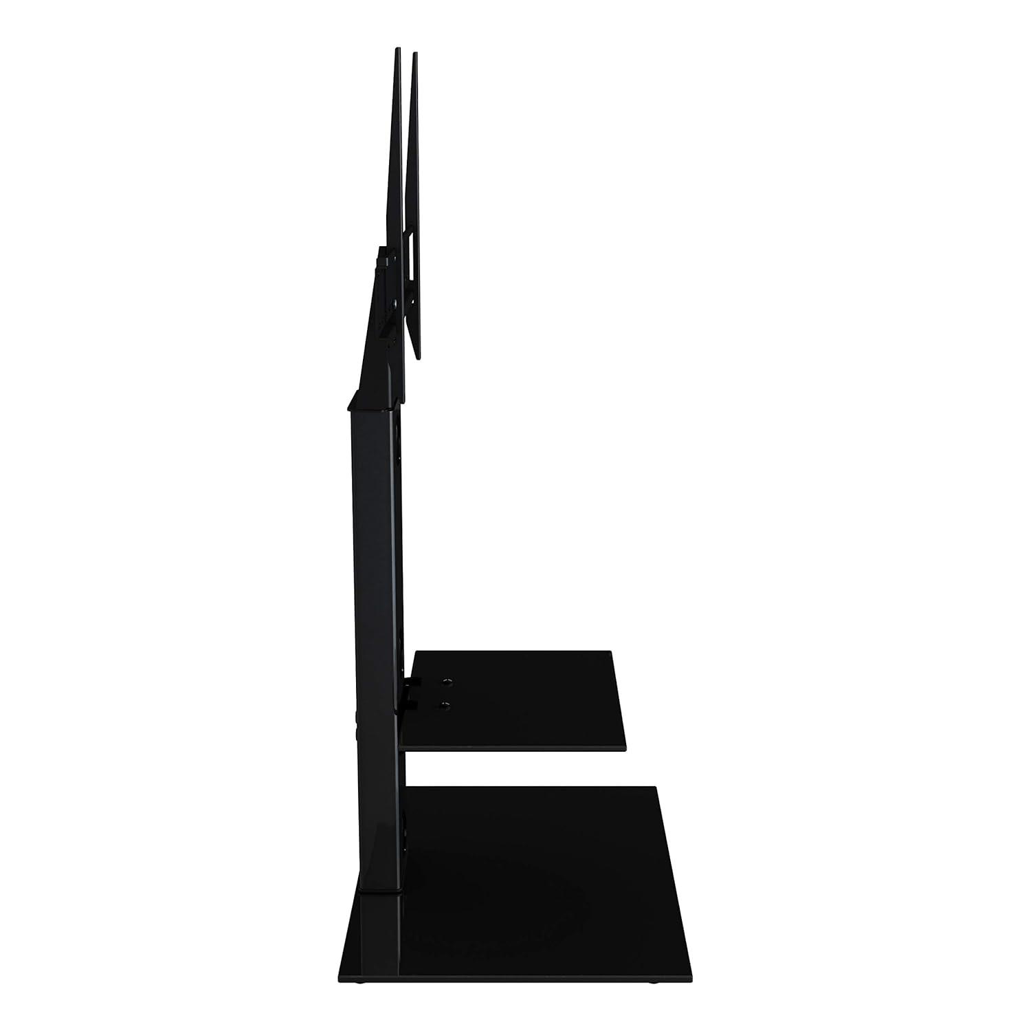 Lesina Gloss Black Tempered Glass Corner TV Stand with Cabinet