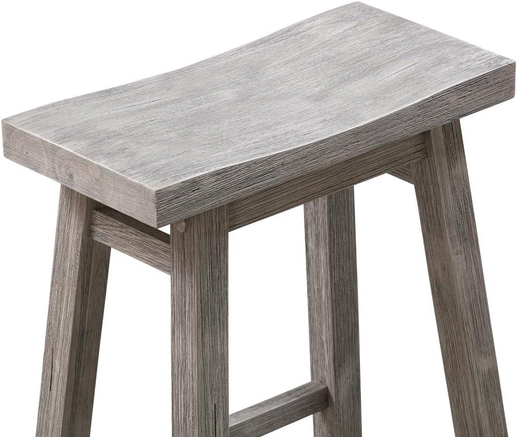 Set of 2 29" Sonoma Saddle Counter Height Barstool Barnwood Wire Brush - Boraam: Wood Frame, Fixed Seat Height