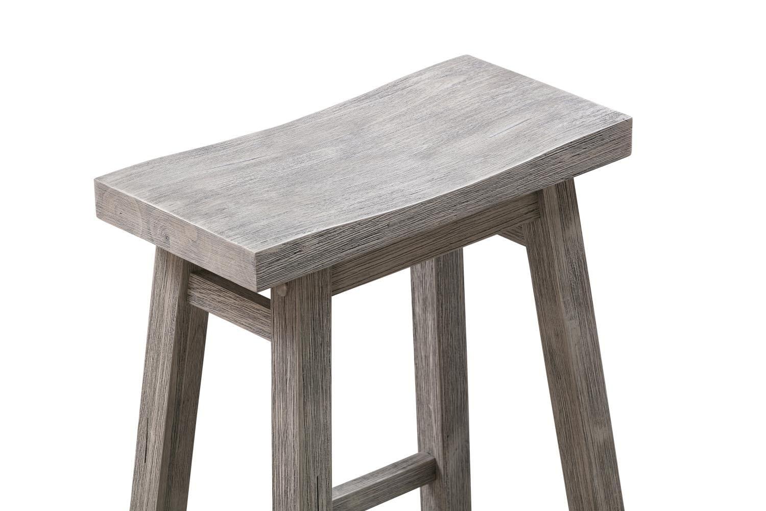 Set of 2 29" Sonoma Saddle Counter Height Barstool Barnwood Wire Brush - Boraam: Wood Frame, Fixed Seat Height