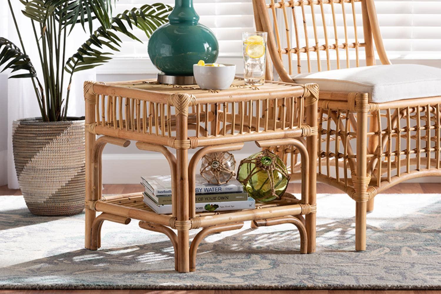 Rose Rattan End Table Natural/Brown - bali & pari