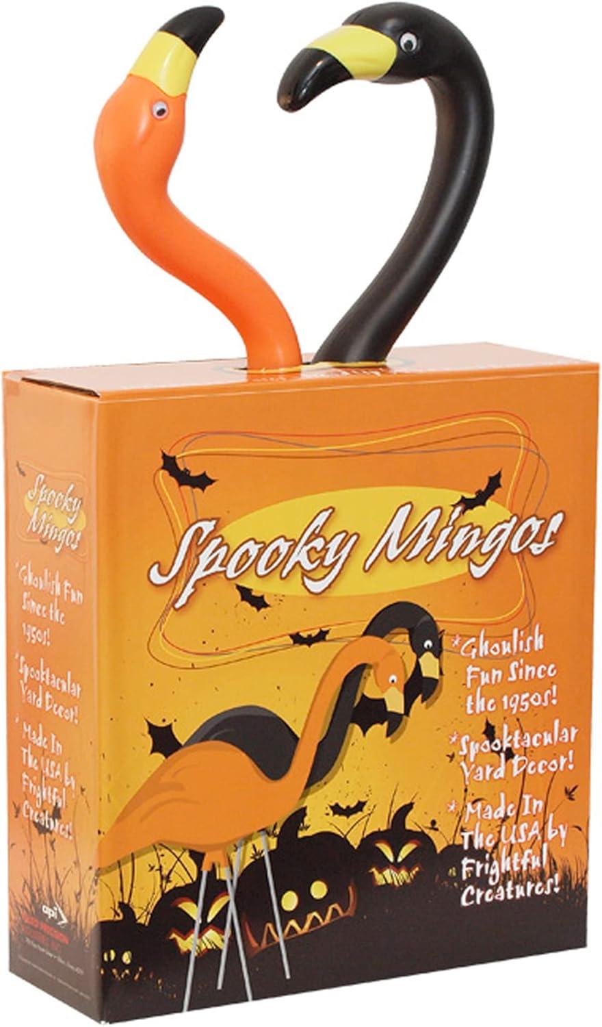 Bloem Spooky Indoor/Outdoor Black and Orange Halloween Flamingo Yard Decorations with Metal Stakes