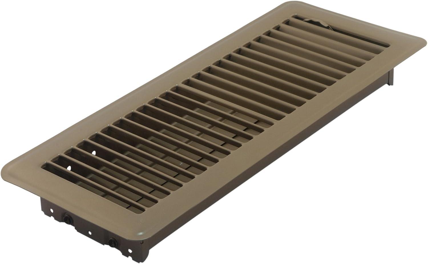 Brown and White Steel Louvered Floor Register, 4 x 12 Inch