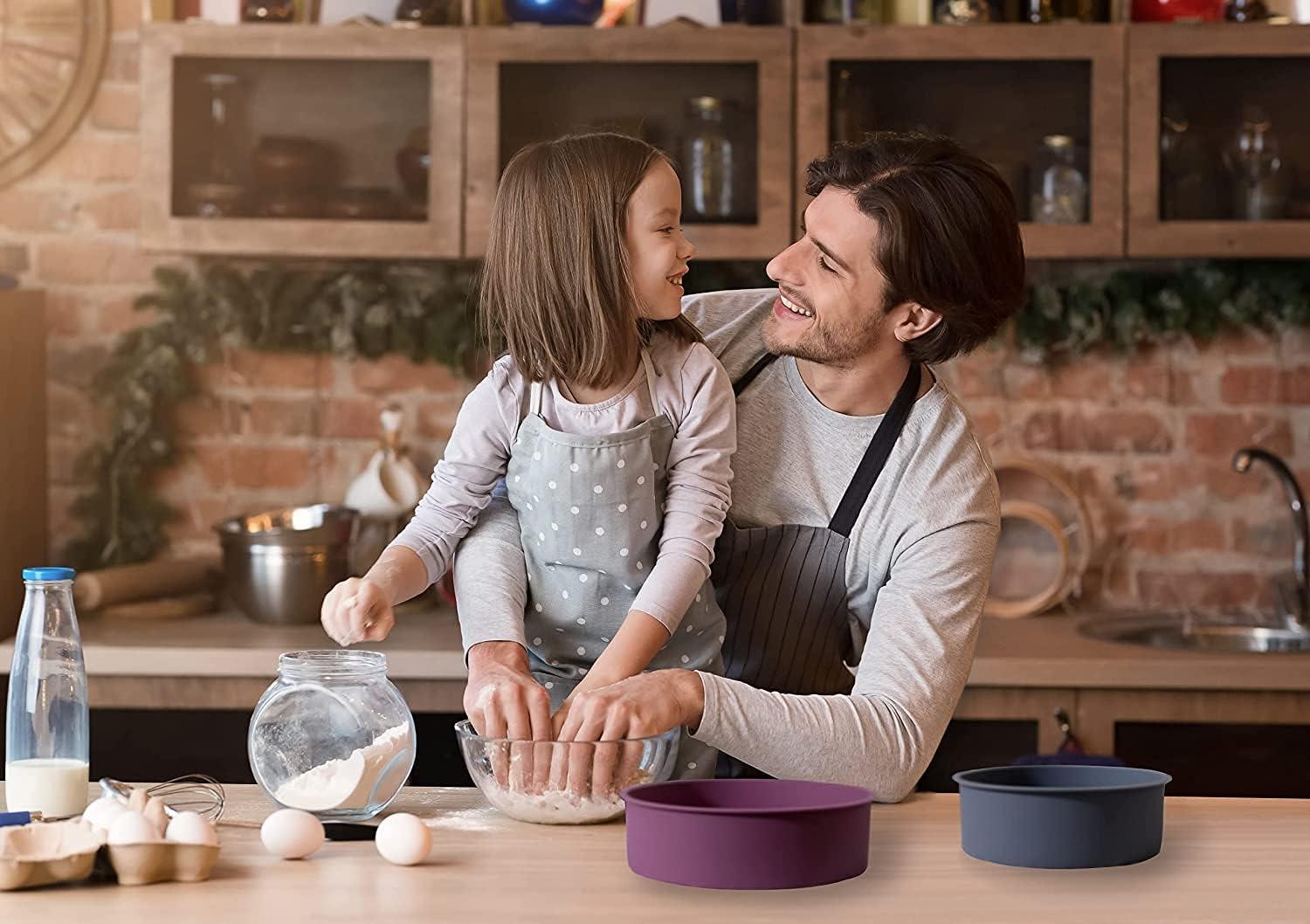 Round Silicone Non-Stick Cake Pans Set, 6" and 8"