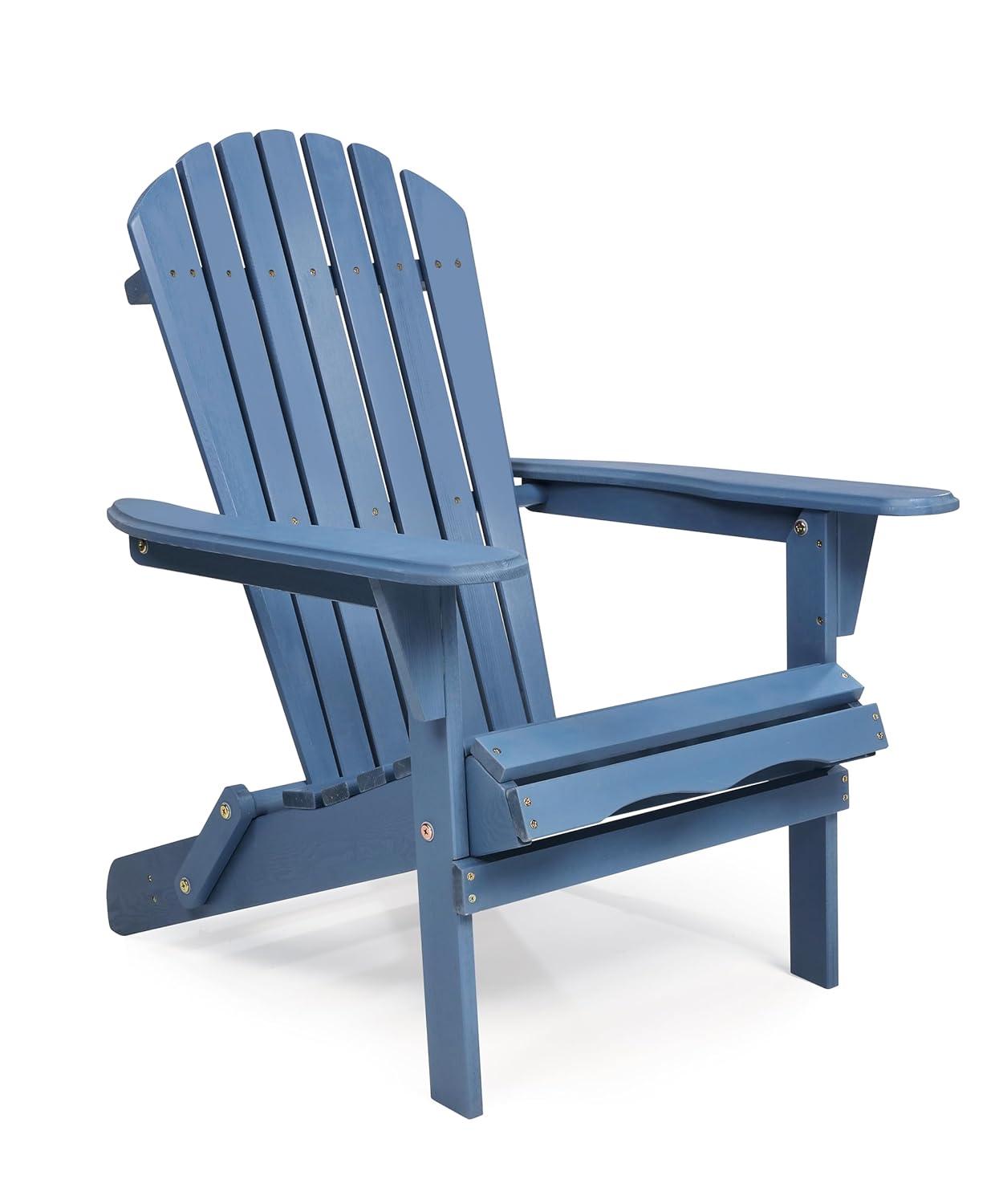 Wooden Folding Adirondack Chair, Half Pre-Assembled Wood Patio Lounge Chair for Outdoor Garden Backyard Porch Pool Deck Firepit
