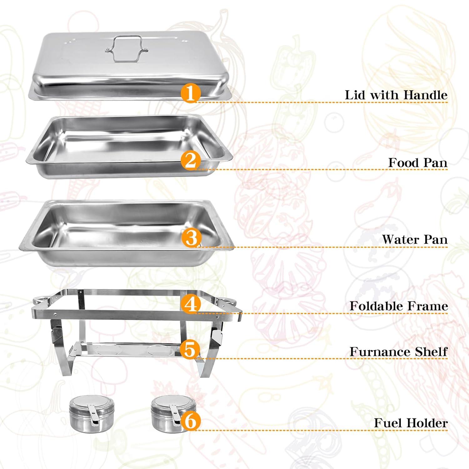 The Party Aisle™ Chafing Dishes For Buffet 4 Pack, 8 Qt Stainless Steel Chafers And Buffet Warmers Sets With Lid, Rectangle Serving Food Warmer Catering Supplies Buffet Display For Parties