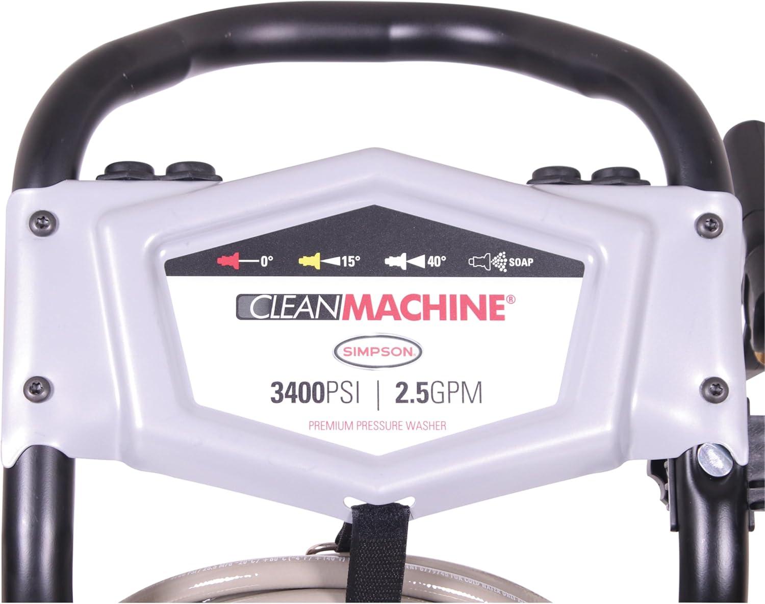 3400 Psi at 2.5 GPM with OEM Technologies™ Axial Cam Pump Cold Water Gas Pressure Washer