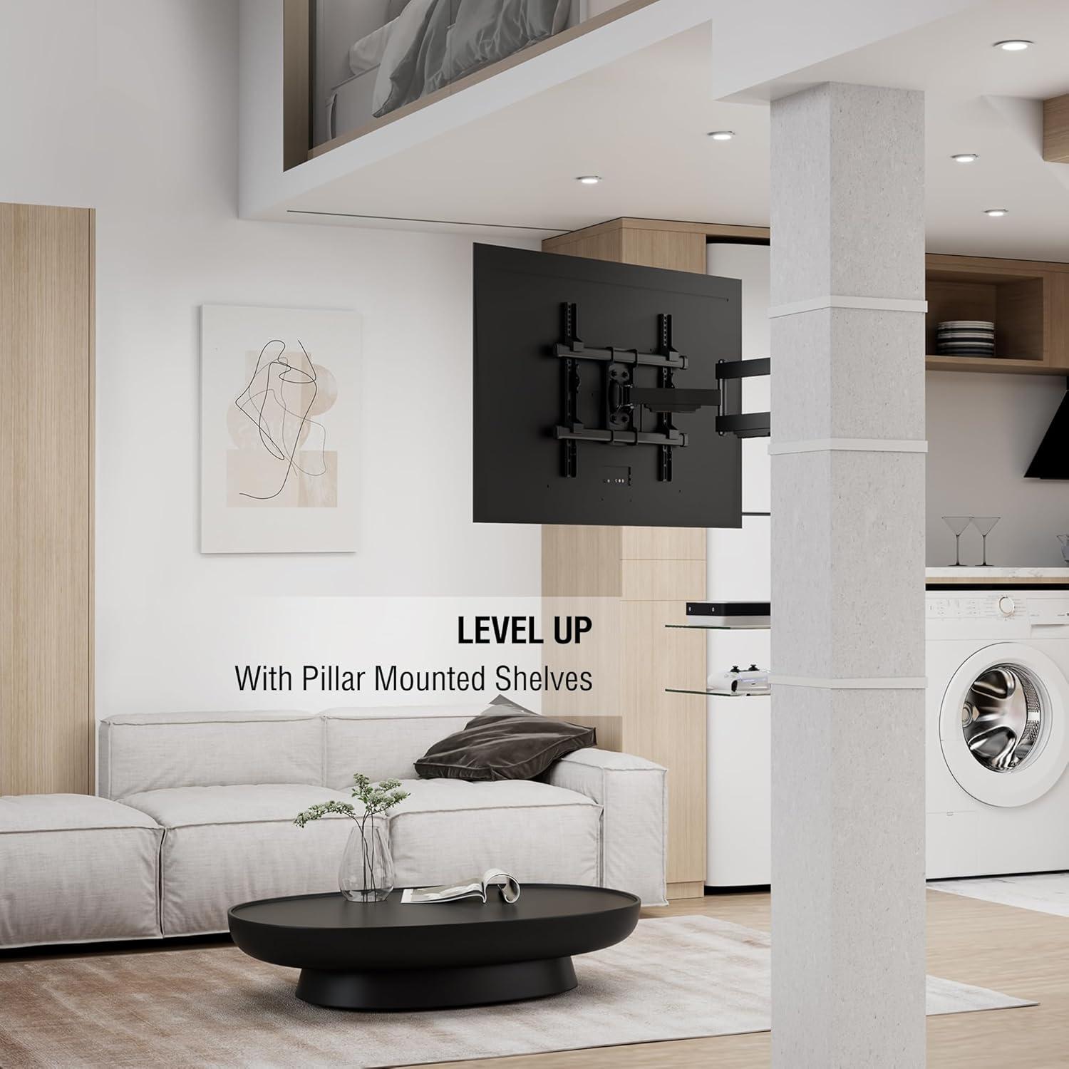 Condo Mounts CondoMounts NO Drill Full Motion Pillar TV Mount,Holds 80lbs,Fits 8" & Wider