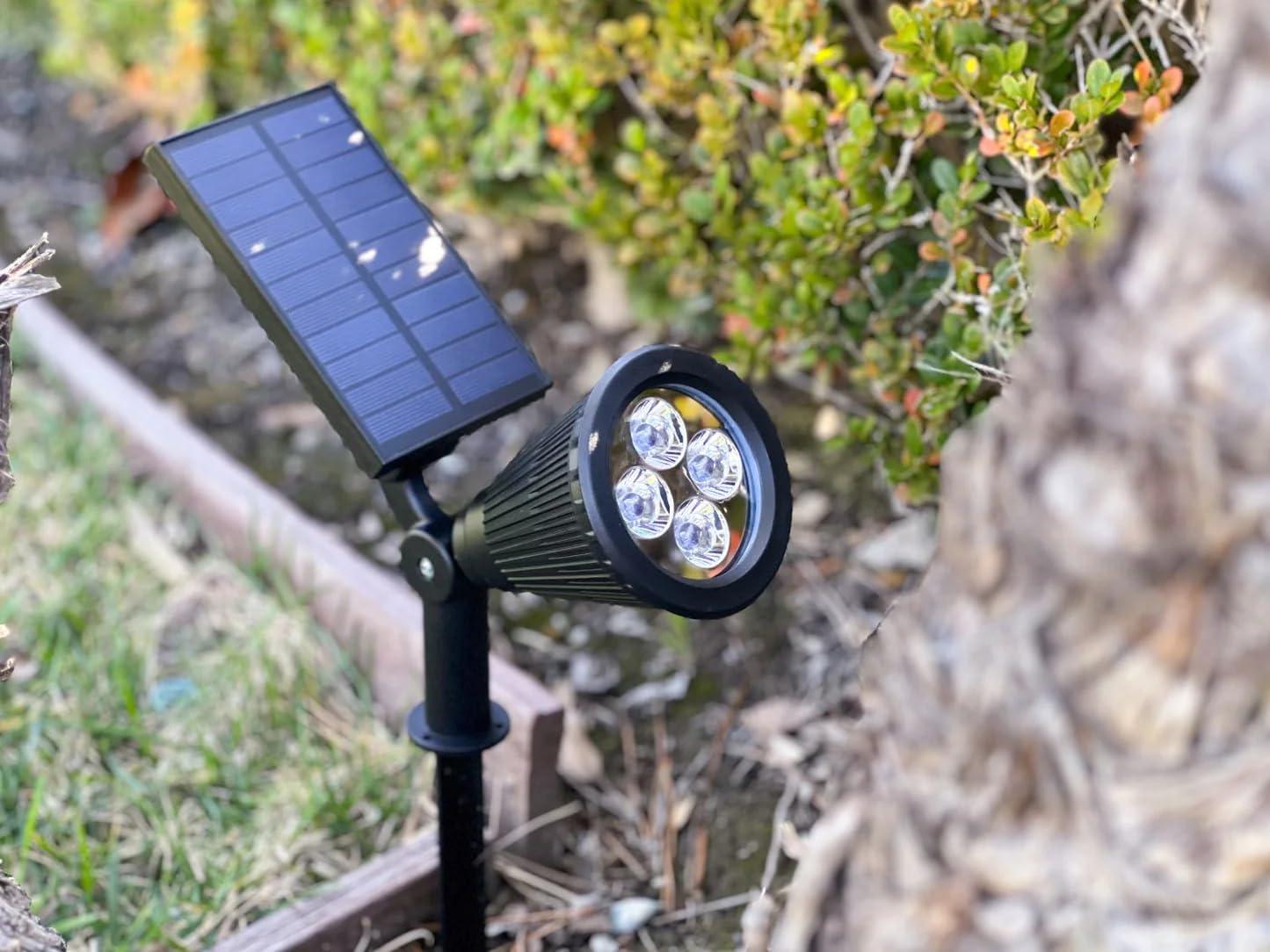 Black Solar Powered Adjustable LED Landscape Spotlights, 2-Pack