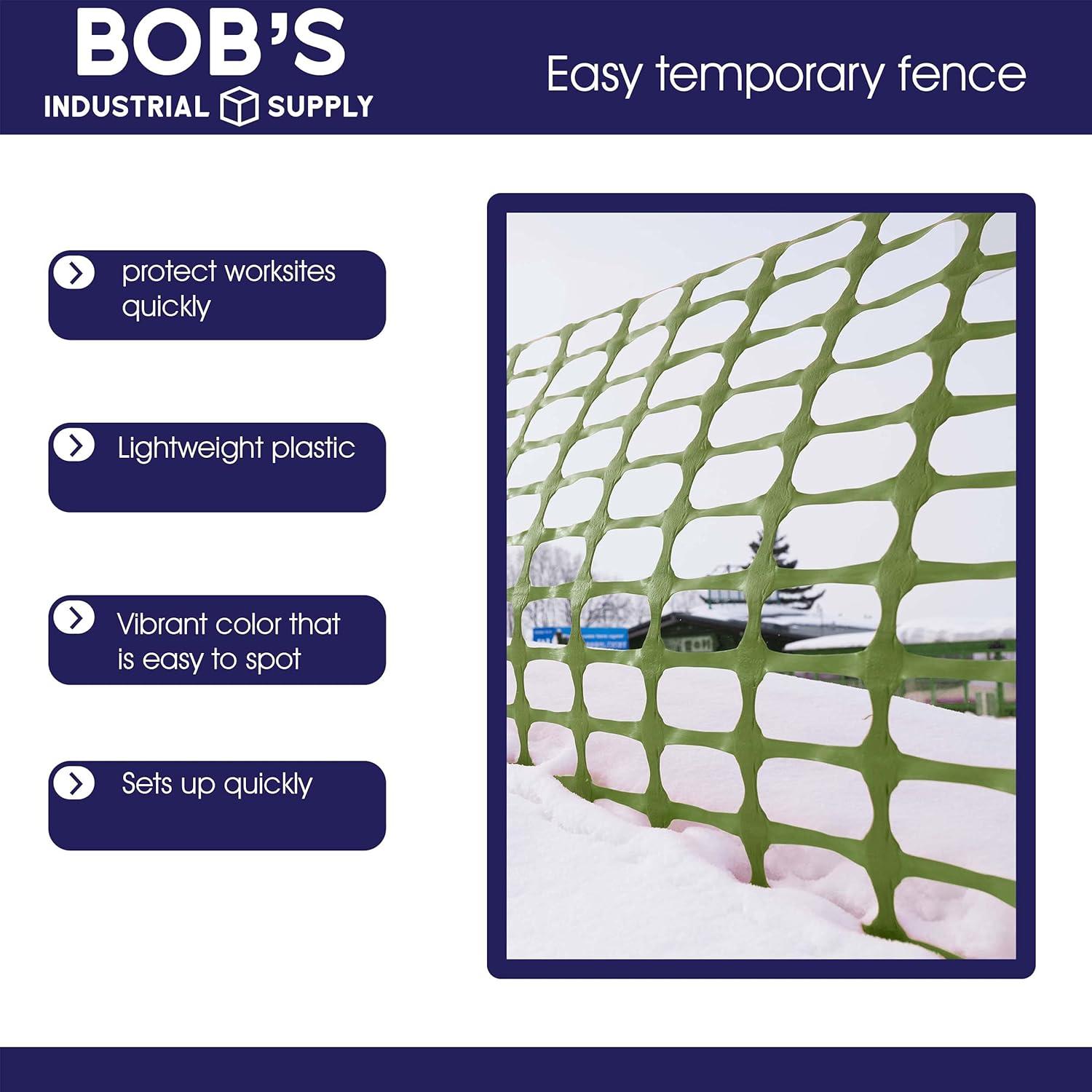 Bob's Industrial Supply , 4 FT Safety Fence – Plastic Fencing Roll, Temporary Fencing