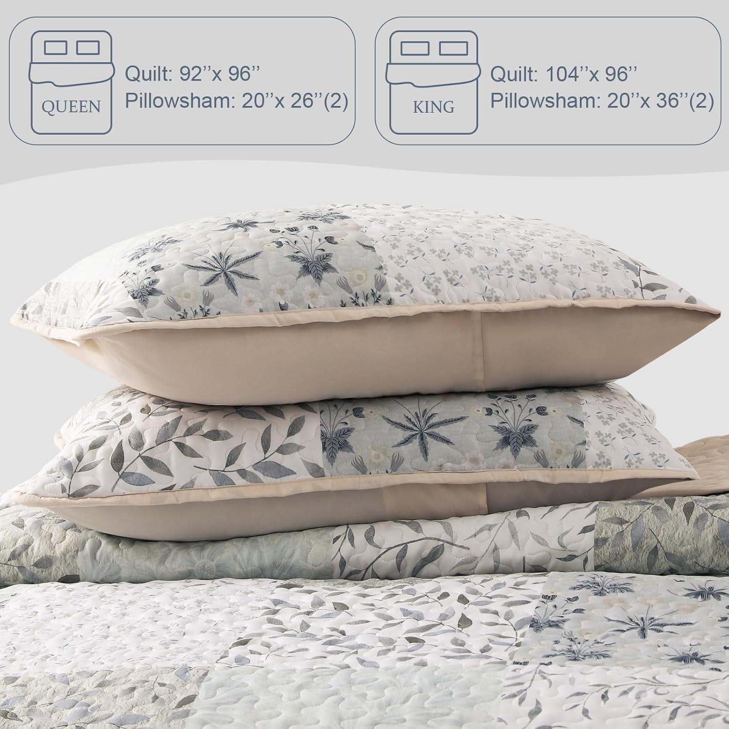 Bohemian Quilt Set Patchwork-lightgrey - 3 Piece - Queen