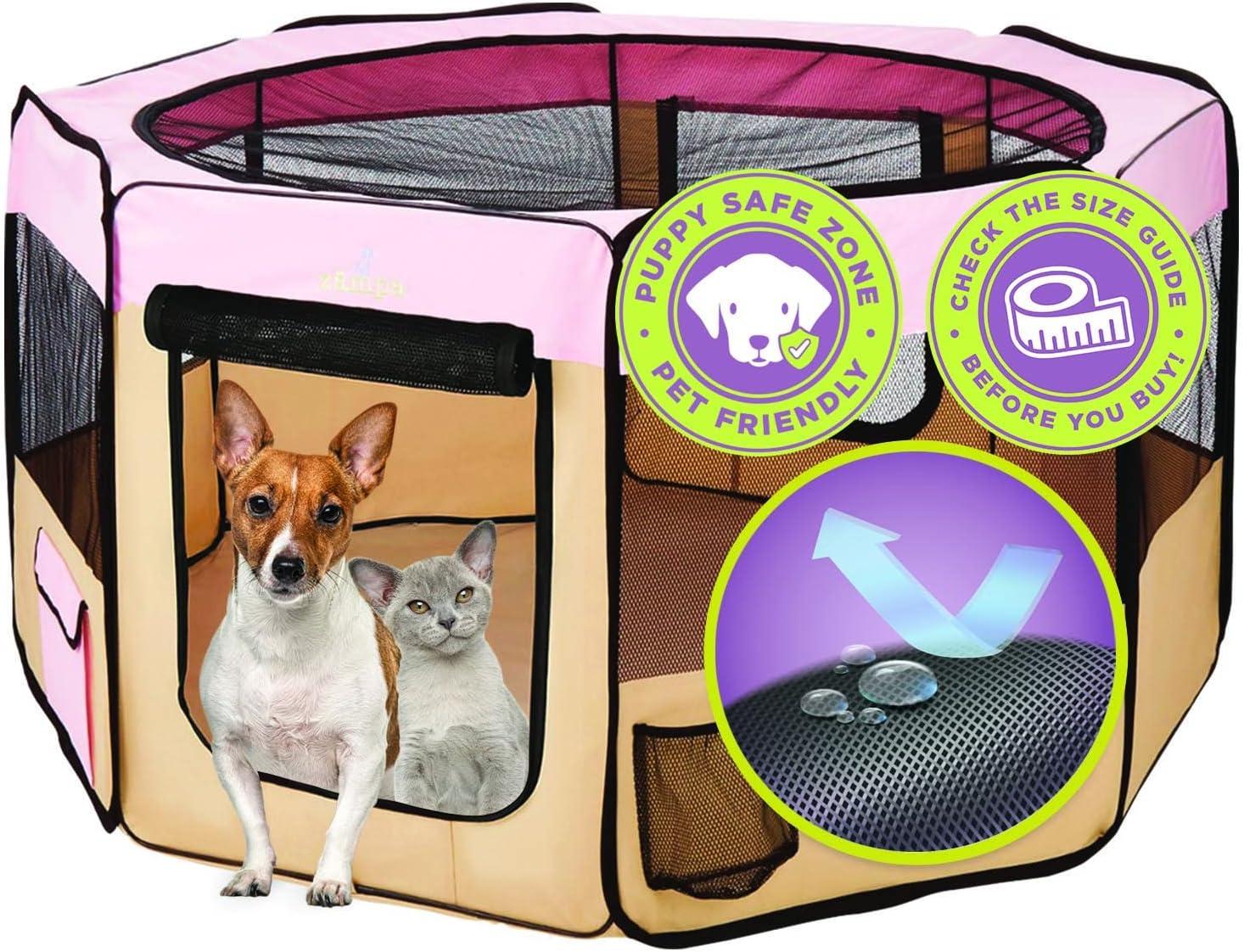 Zampa Portable Foldable Pet playpen Exercise Pen Kennel & Carrying Case, Indoor, Outdoor Use, Water resistant