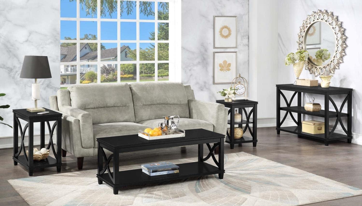 Convenience Concepts Florence End Table in Black Wood Finish