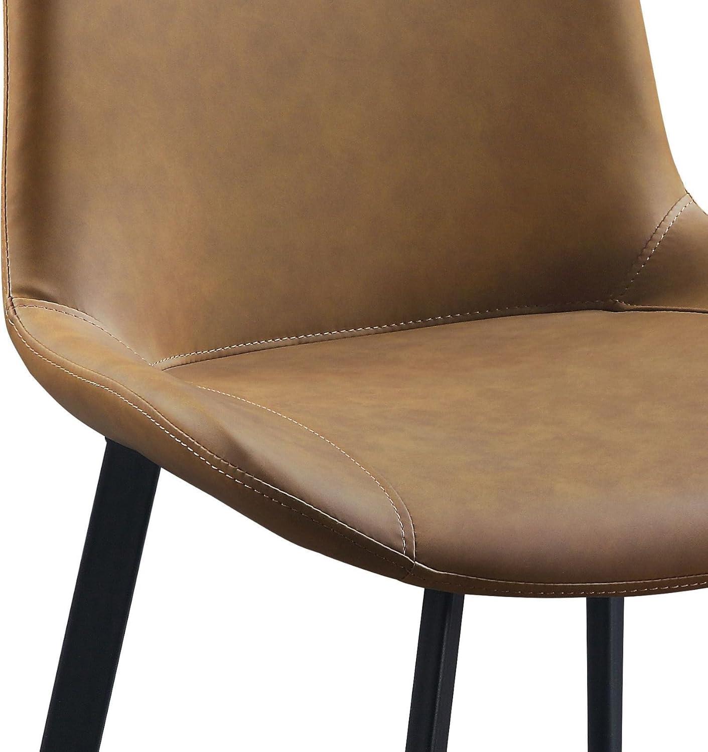 Abiram 21" Dining Chairs Brown - Acme Furniture: Upholstered Side, Kitchen, Metal Frame, Leather Textile