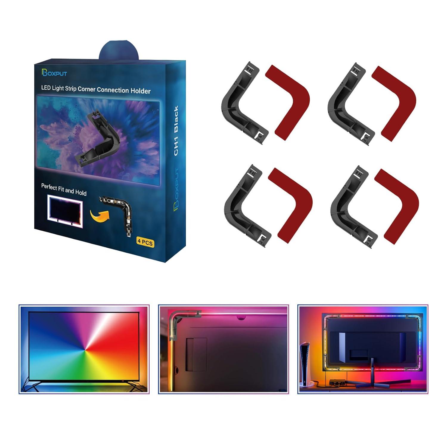 BOXPUT LED Light Strip Corner Connection Holder Replacement LED Light Strip Connectors LED Strip Mounting Clips Gapless Connectors for 8mm-12mm LED Strip Lights CH1