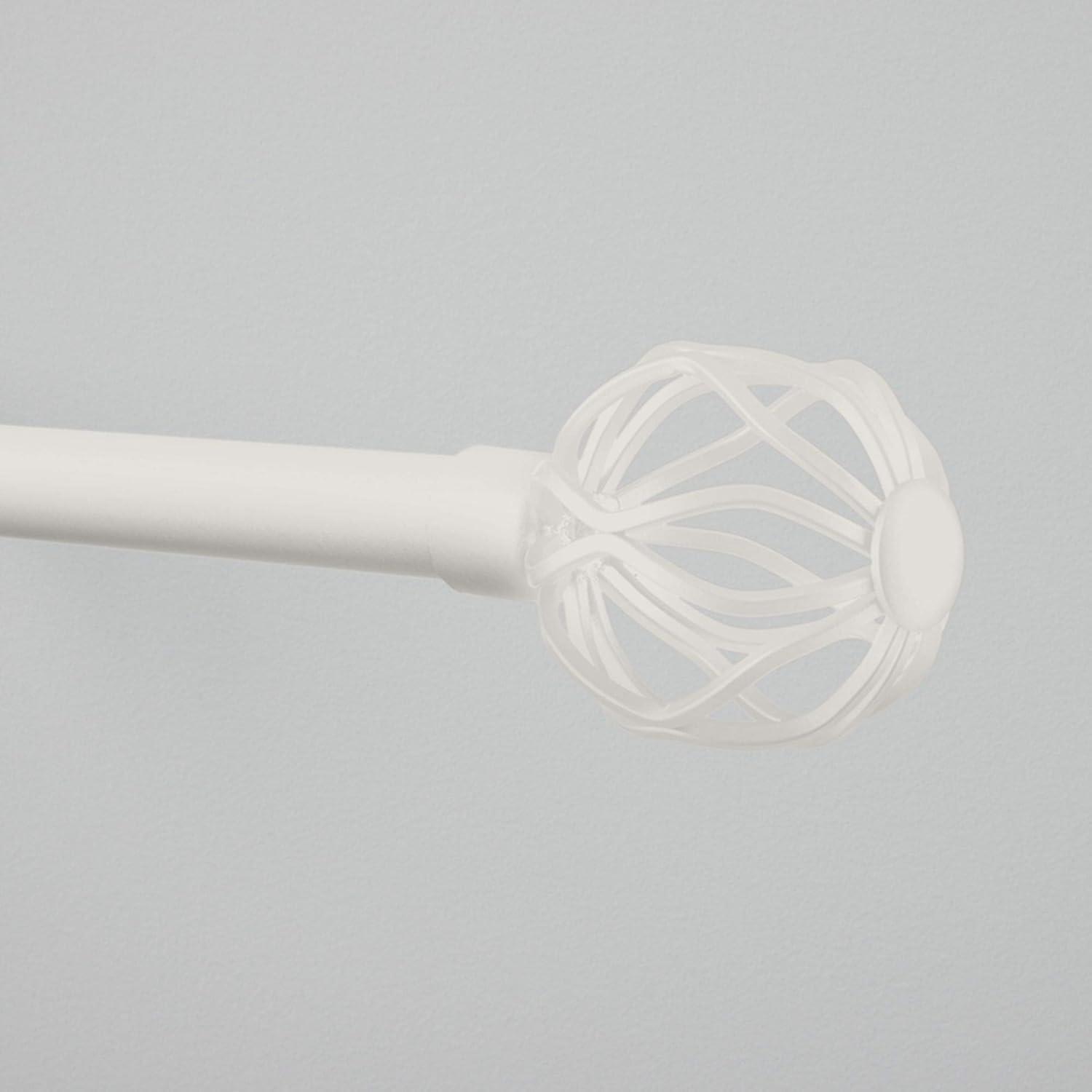 EXCLUSIVE HOME Ogee 1" Curtain Rod and Coordinating Finial Set, Matte White, Adjustable 36"-72"